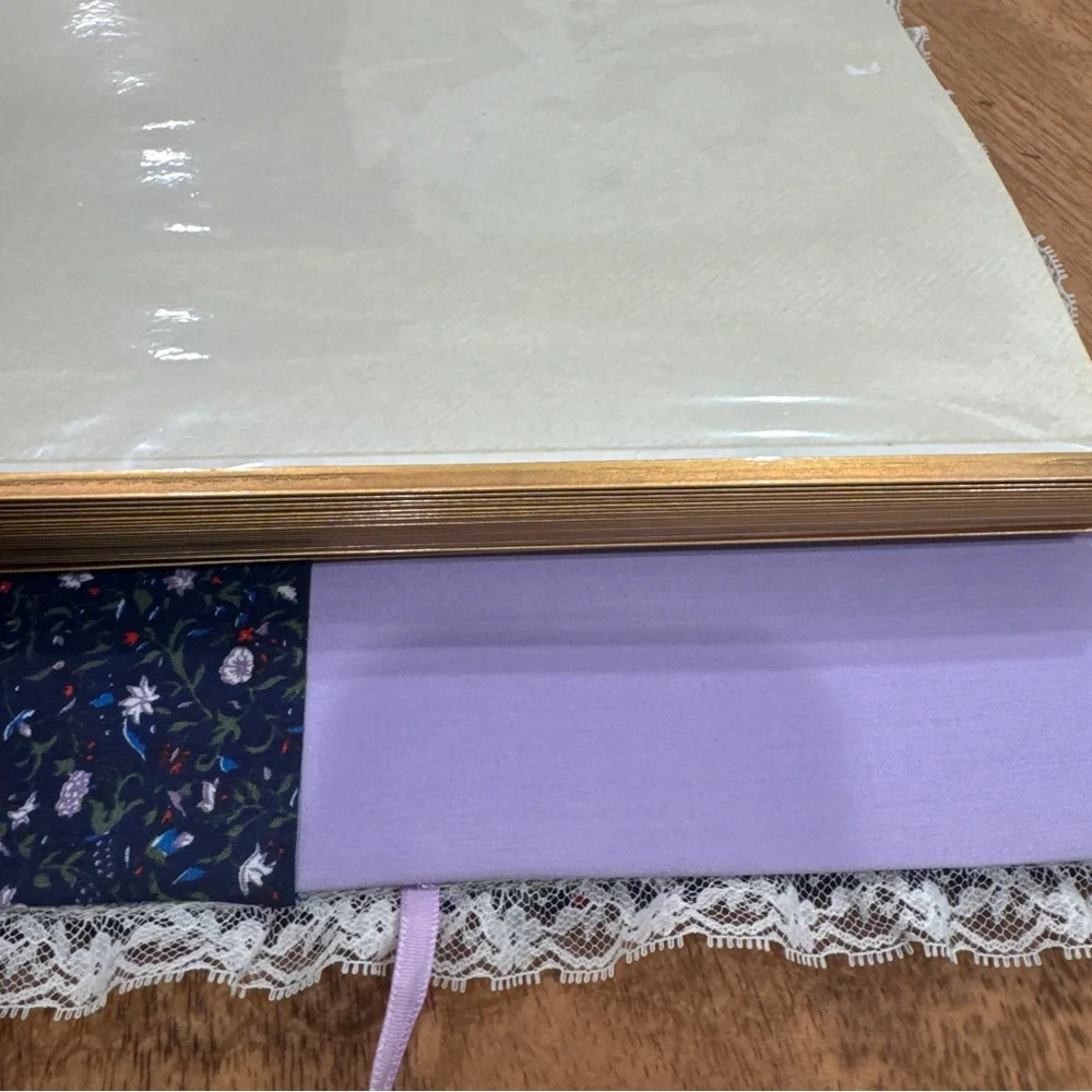 Vintage Lace Floral Fabric Covered Photo Album Scrapbook Flowers 1980’s